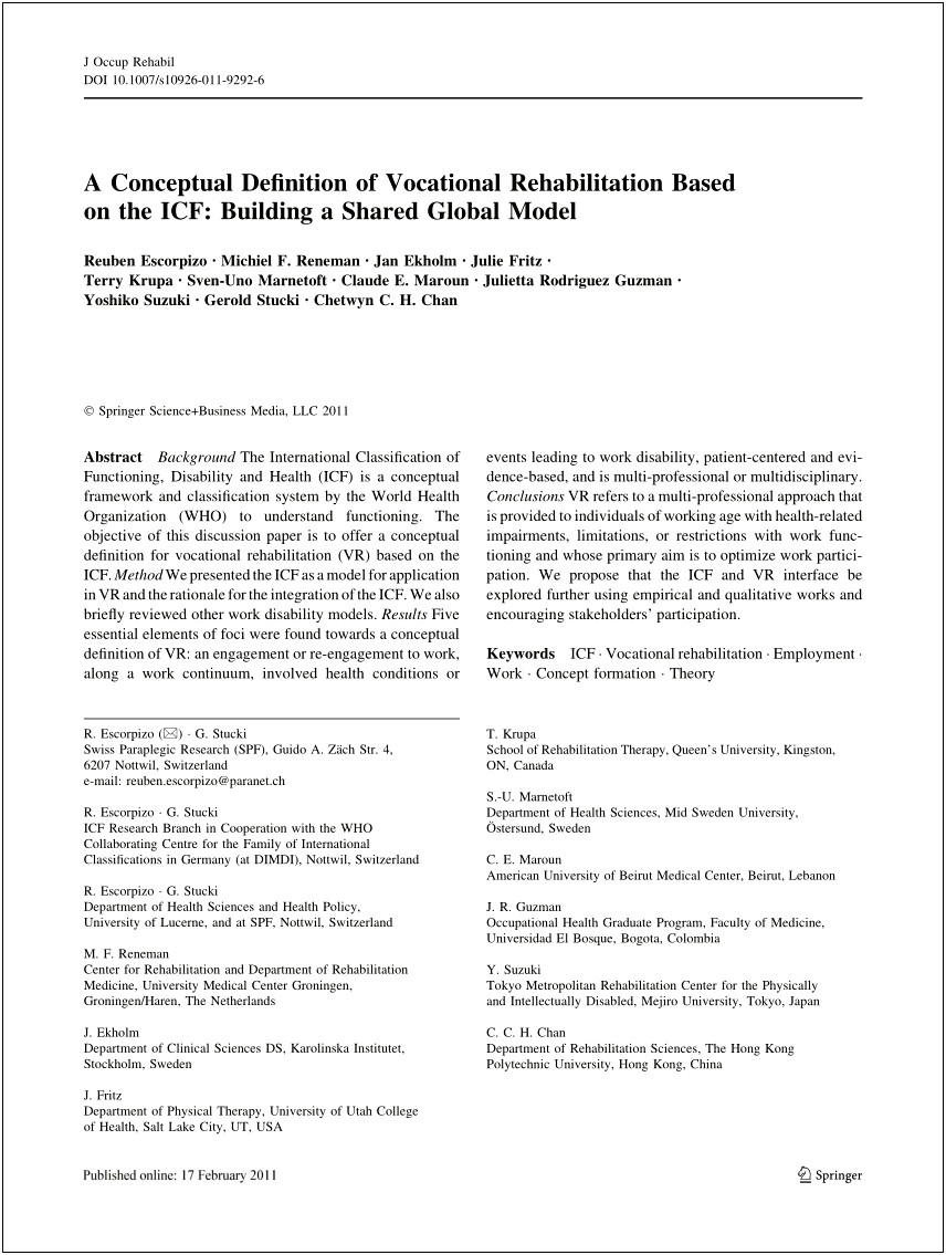 Vocational Rehabilitation Counselor Resume Sample