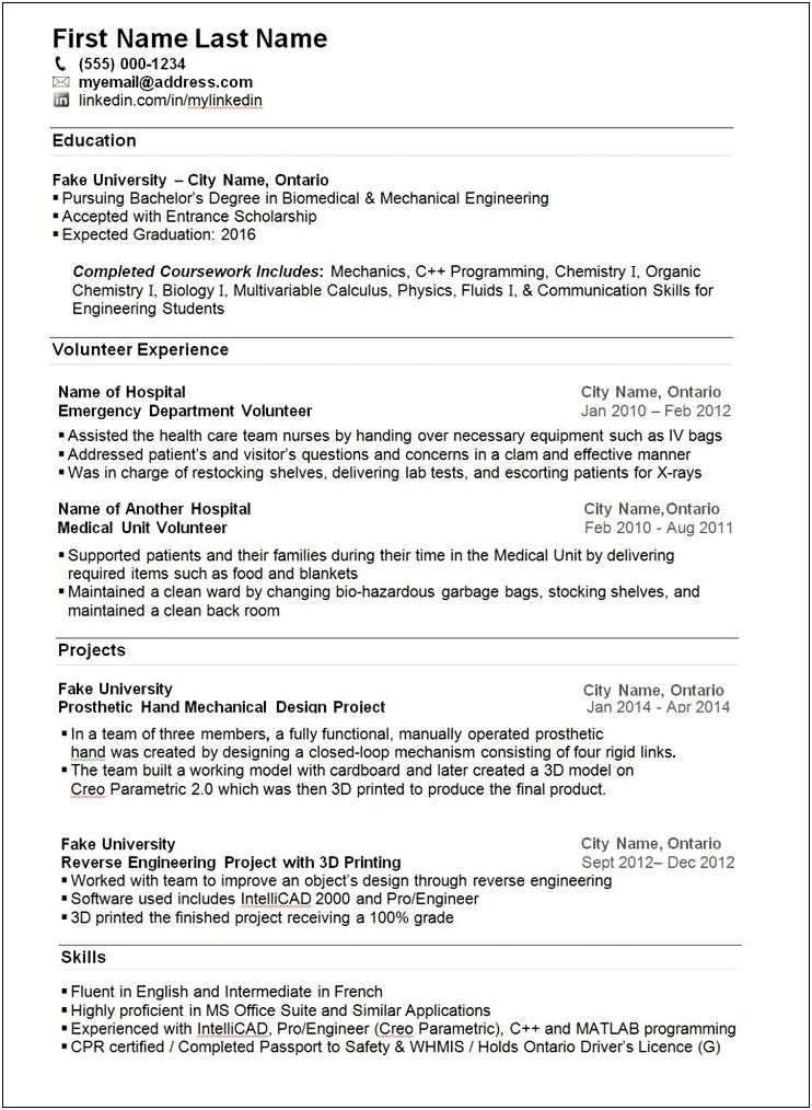 Volunteer Software Project Example Resume