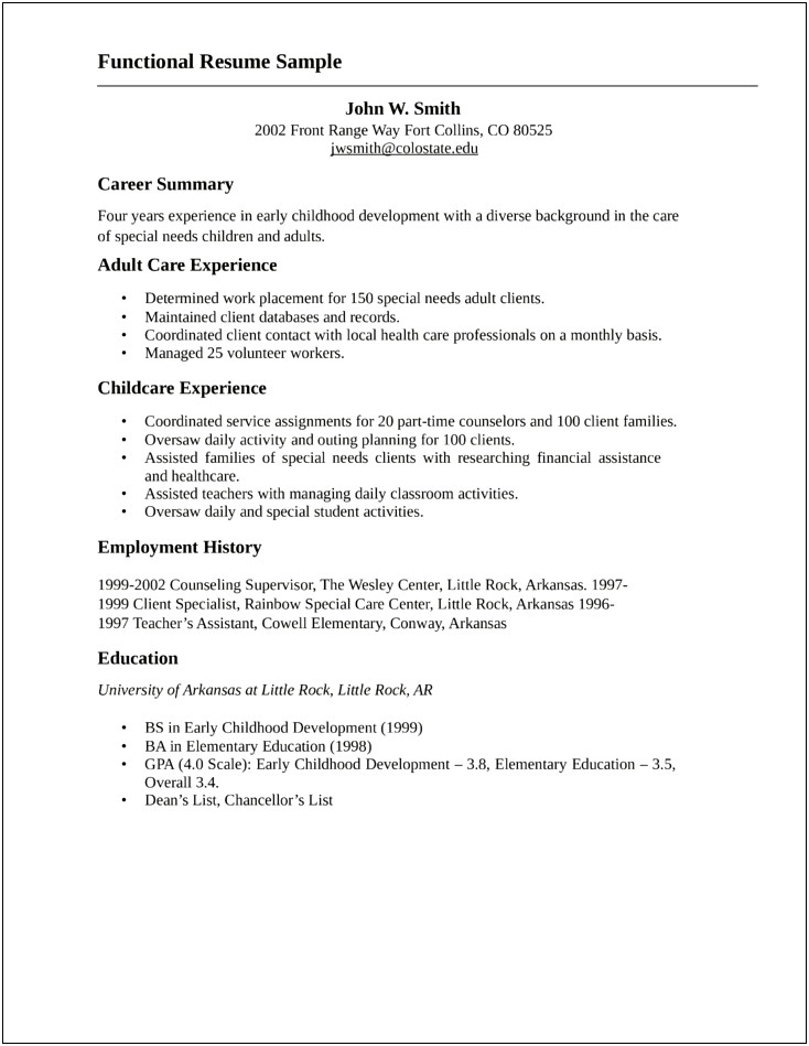 Voulnteer Work Resume Summary Examples
