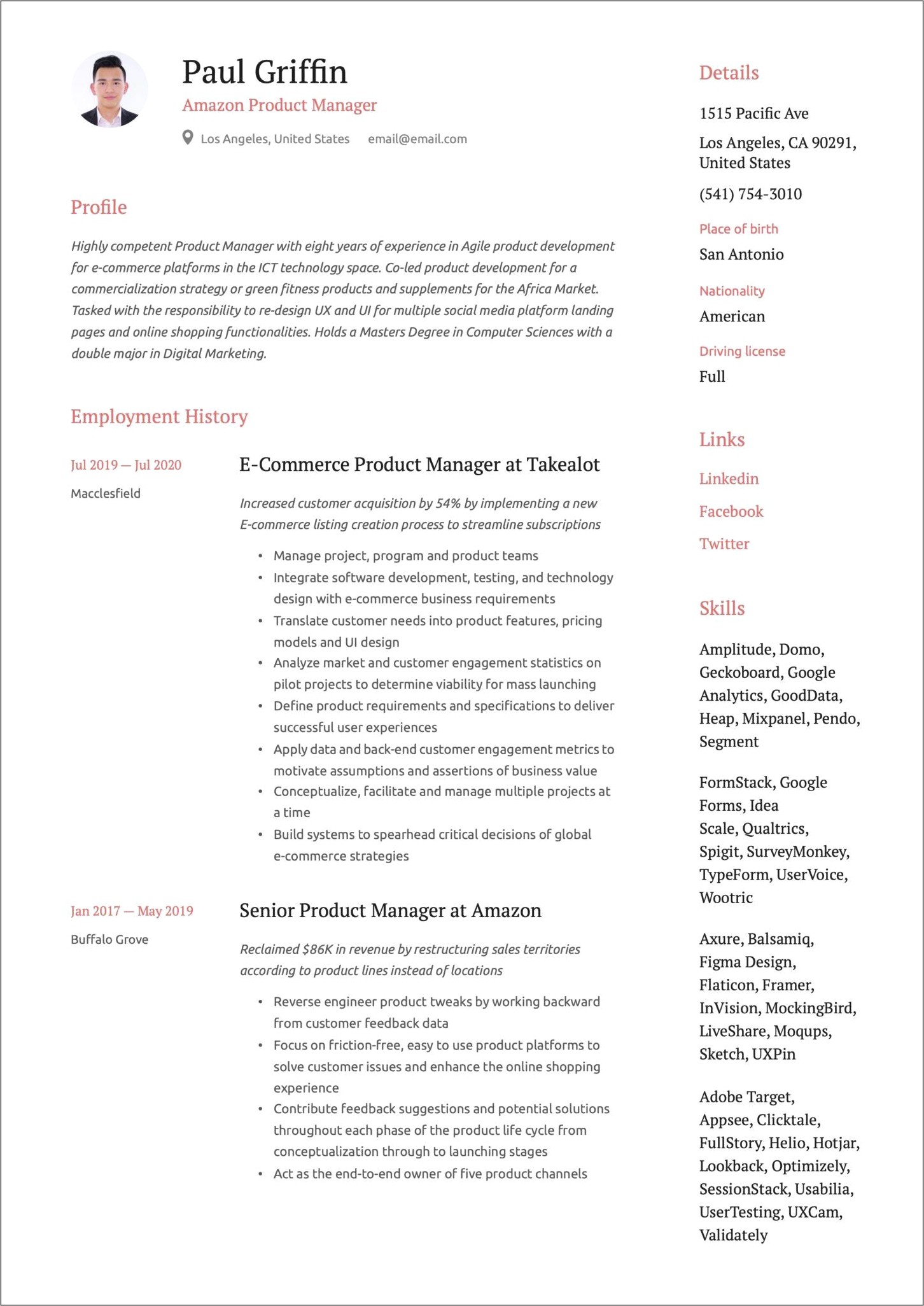 Vp Of Product Resume Examples