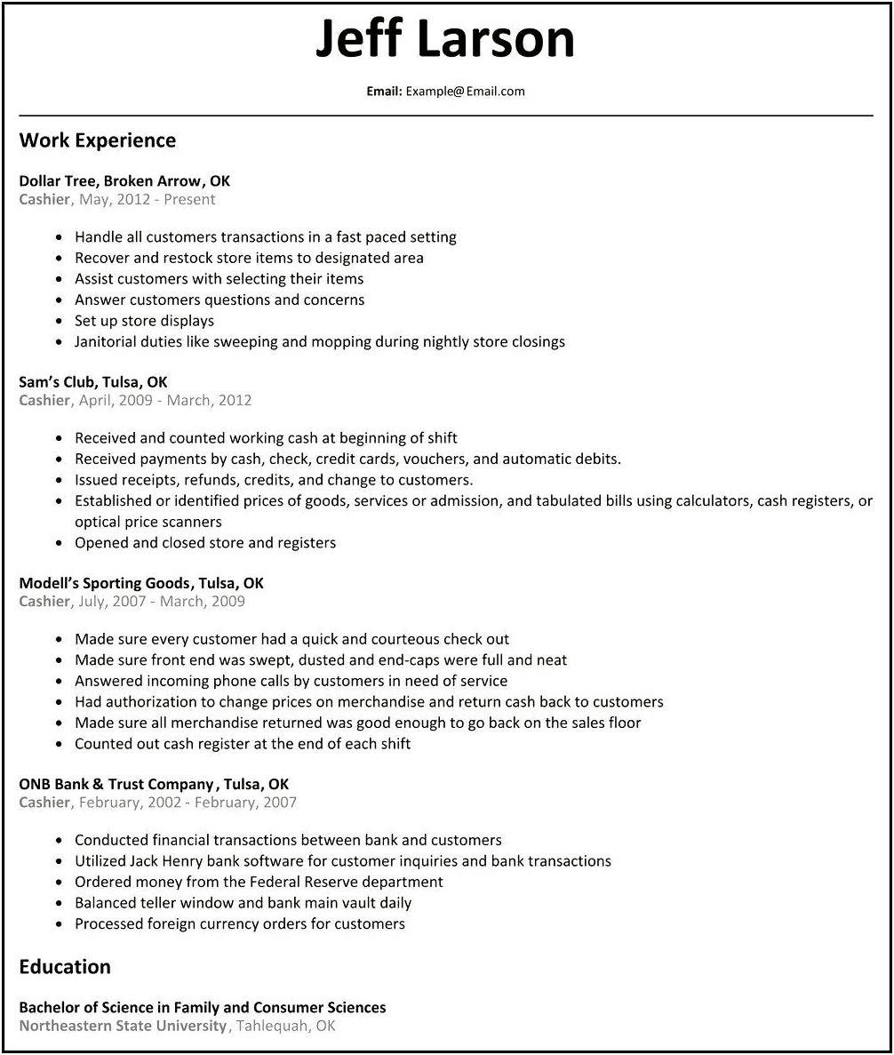 Waitress Job Description Resume Example