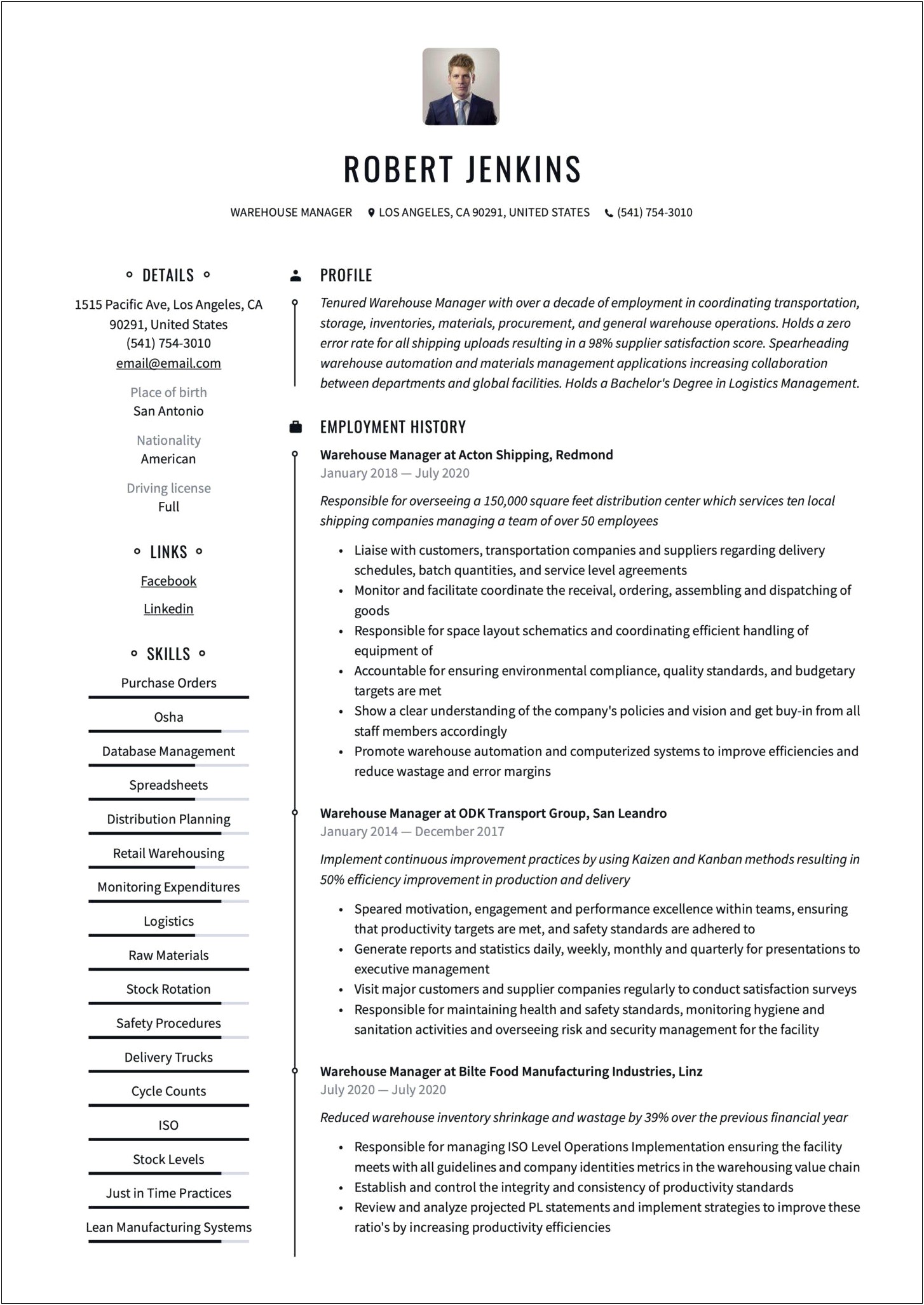 Warehouse Team Leader Resume Examples