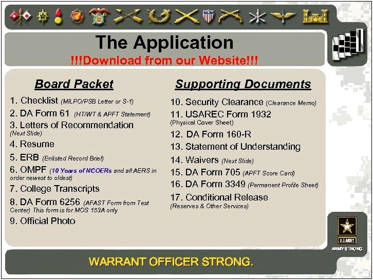Warrant Officer 153a Resume Sample