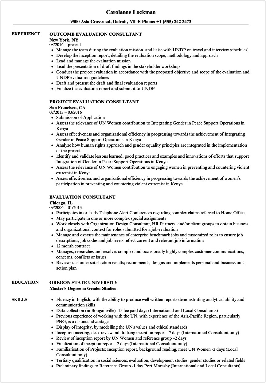 Weight Loss Consultant Resume Sample