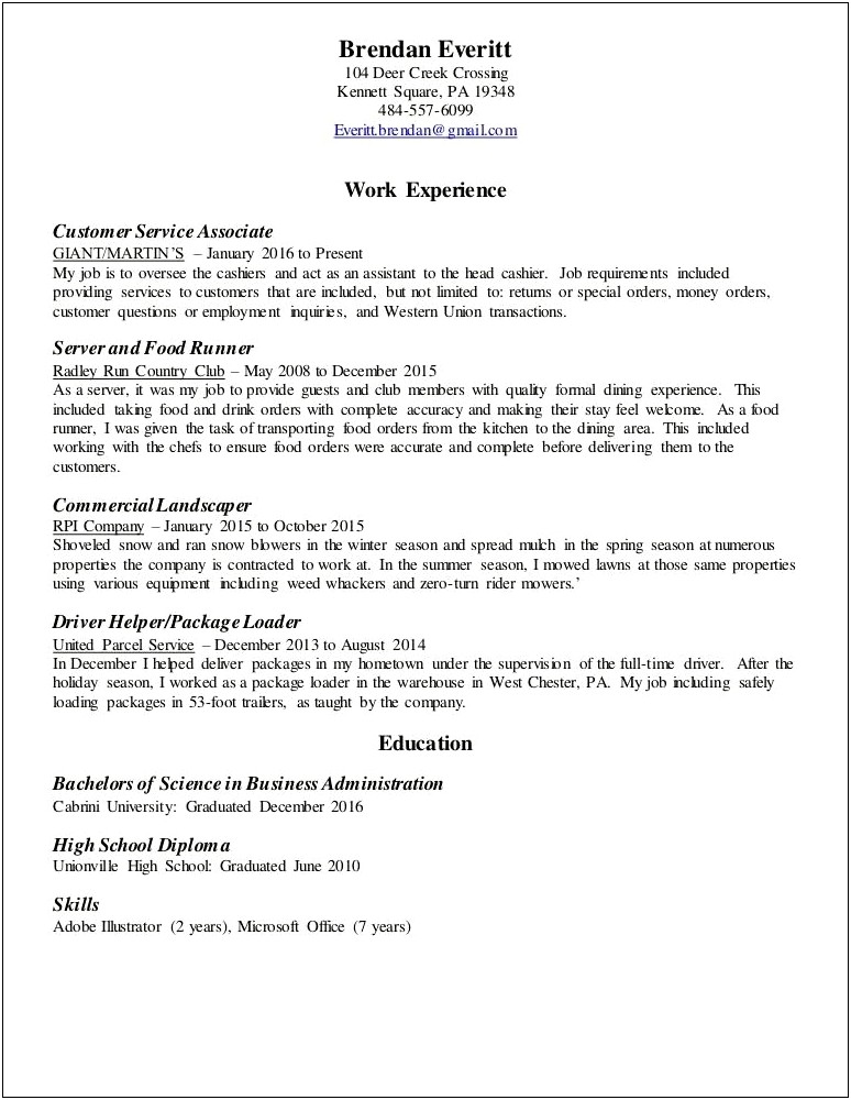 Western Union Job Description Resume