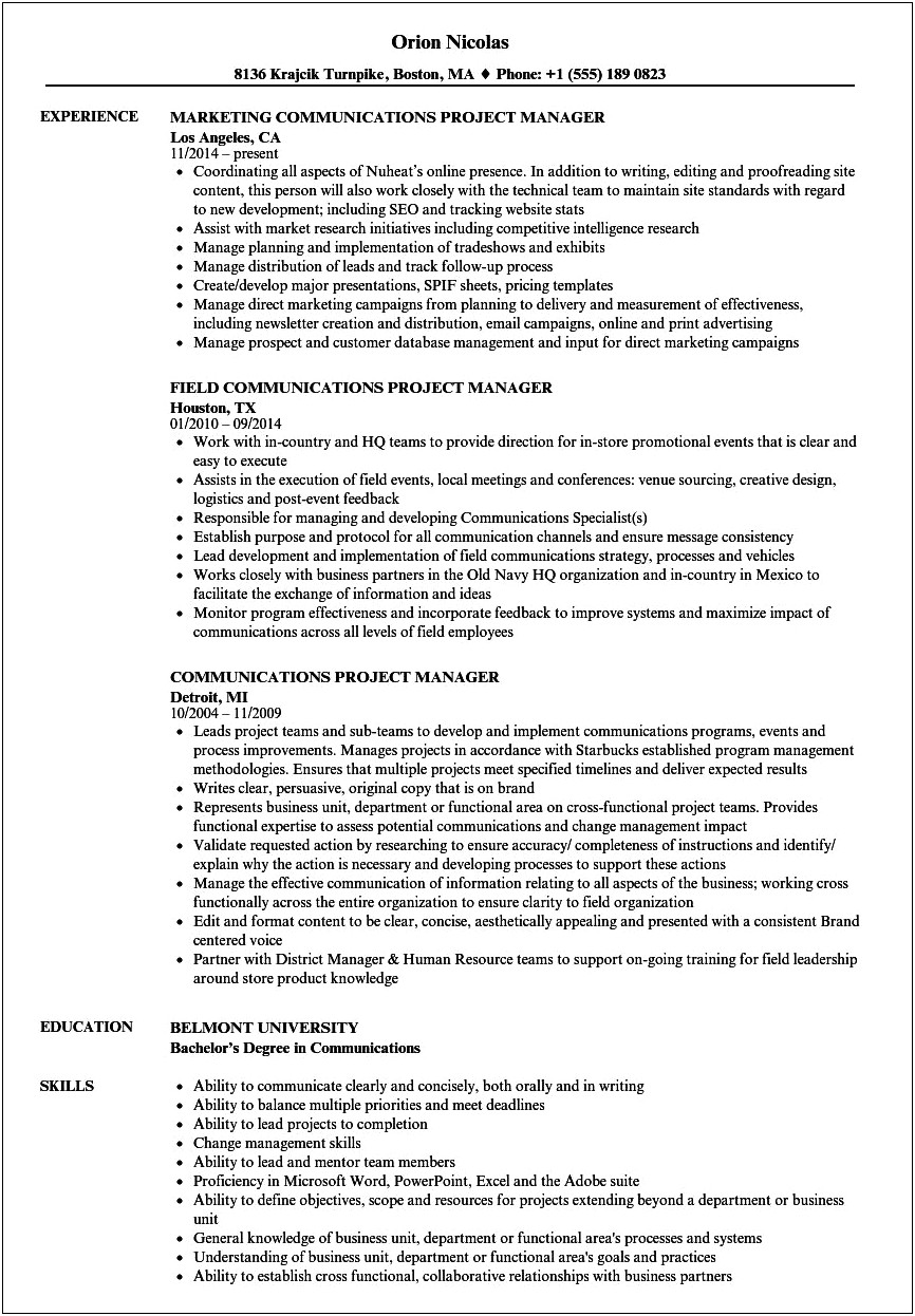 Windows Migration Project Manager Resume