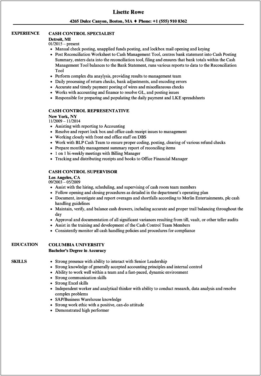 Work Ethic Examples For Resume