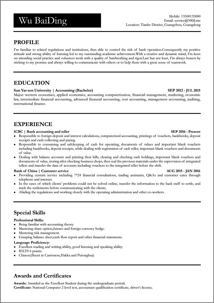 Wps Resume Template Free Download