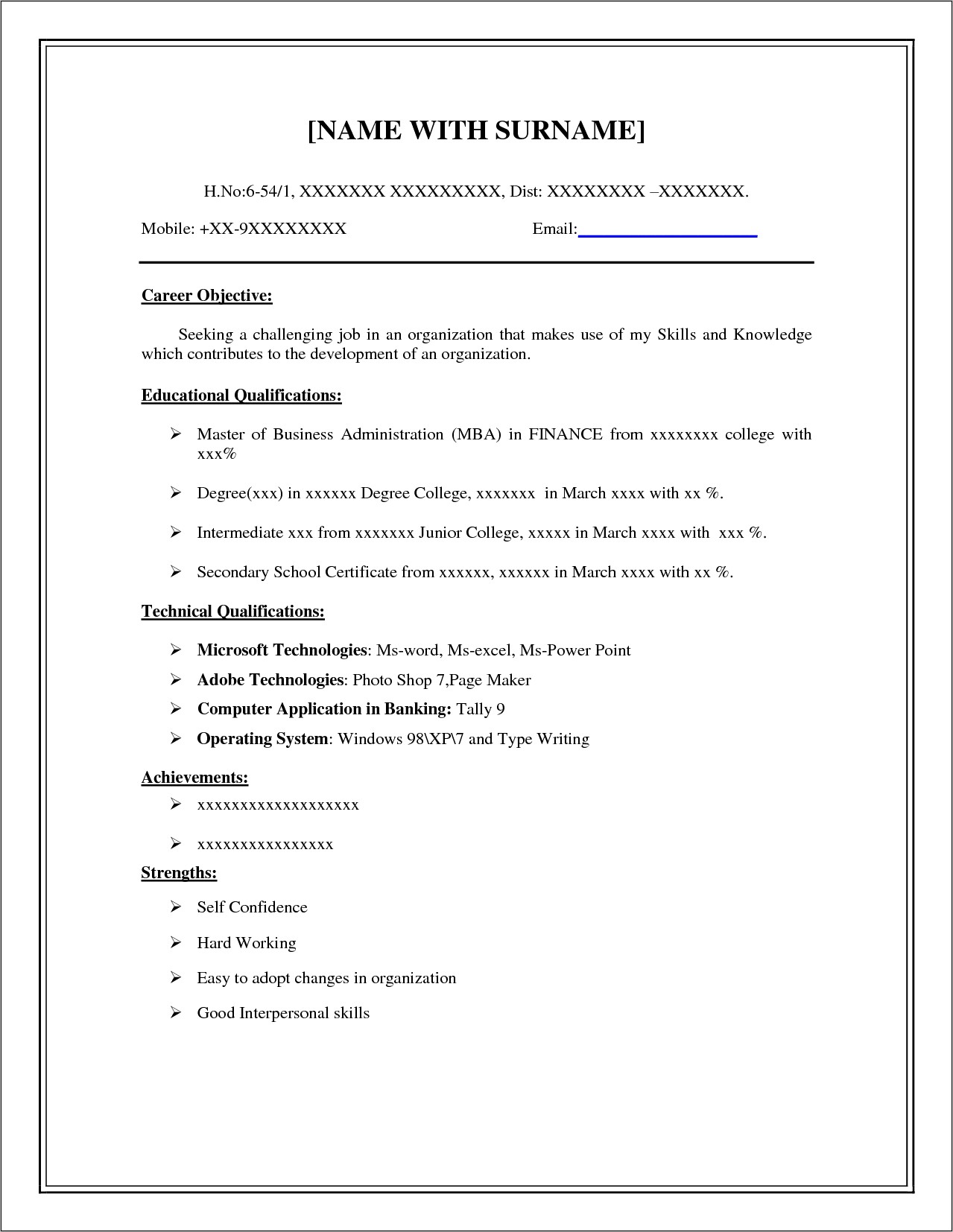 Writing A Simple Resume Sample