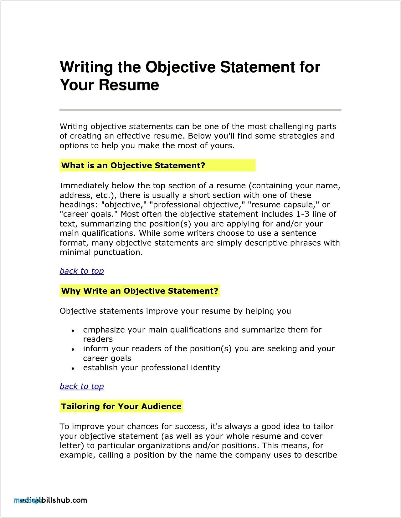 Writing Good Objective For Resume