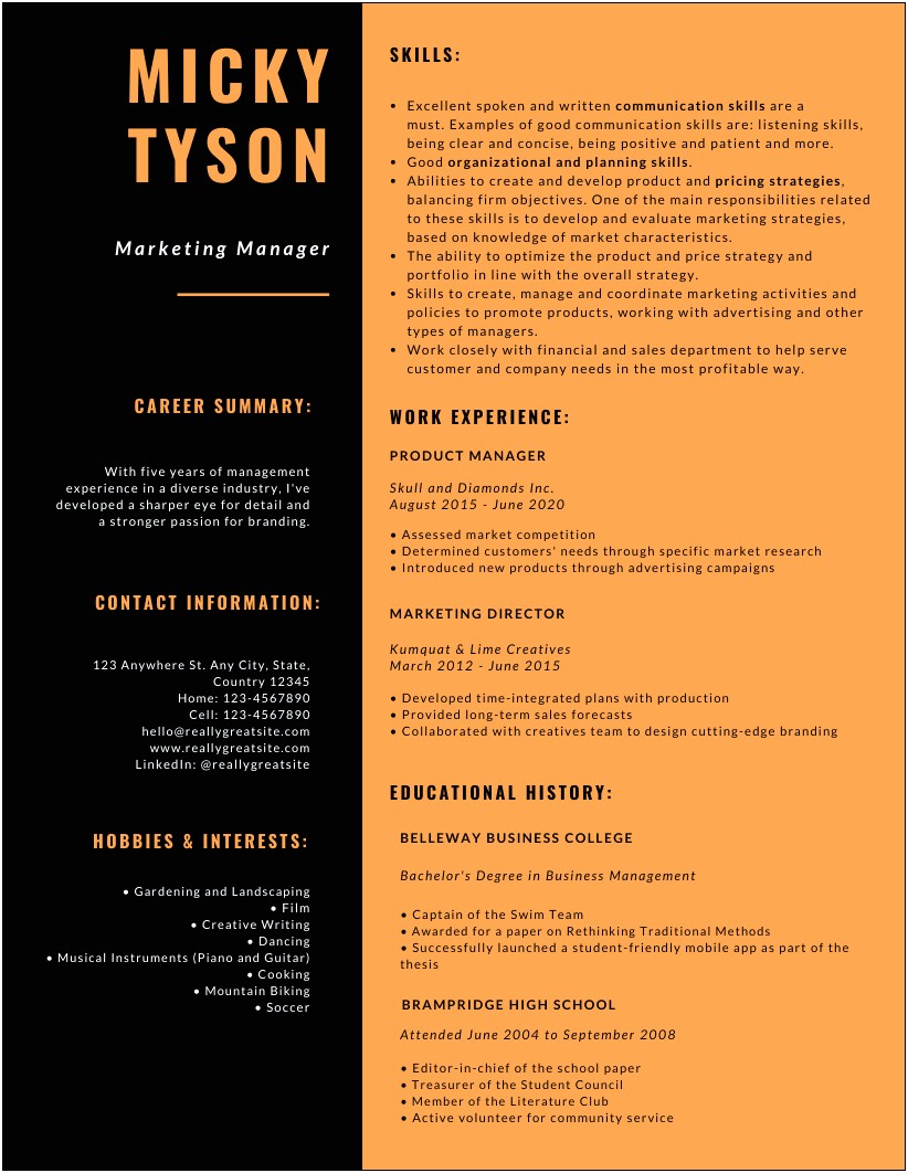 Sample Resume For Any Type Of Job