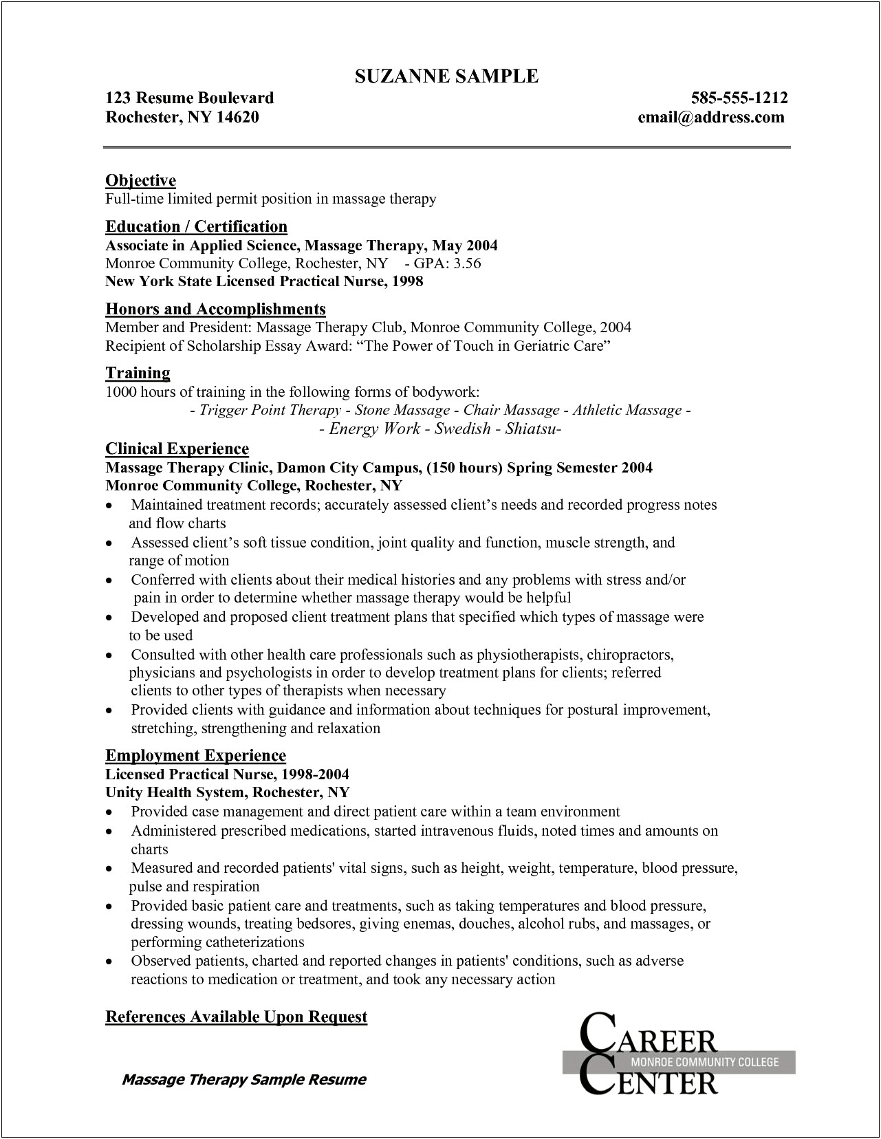 Sample Resume For Application To A Nursing Program