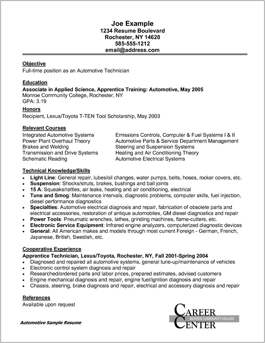 Sample Resume For Apprentice Welder Position