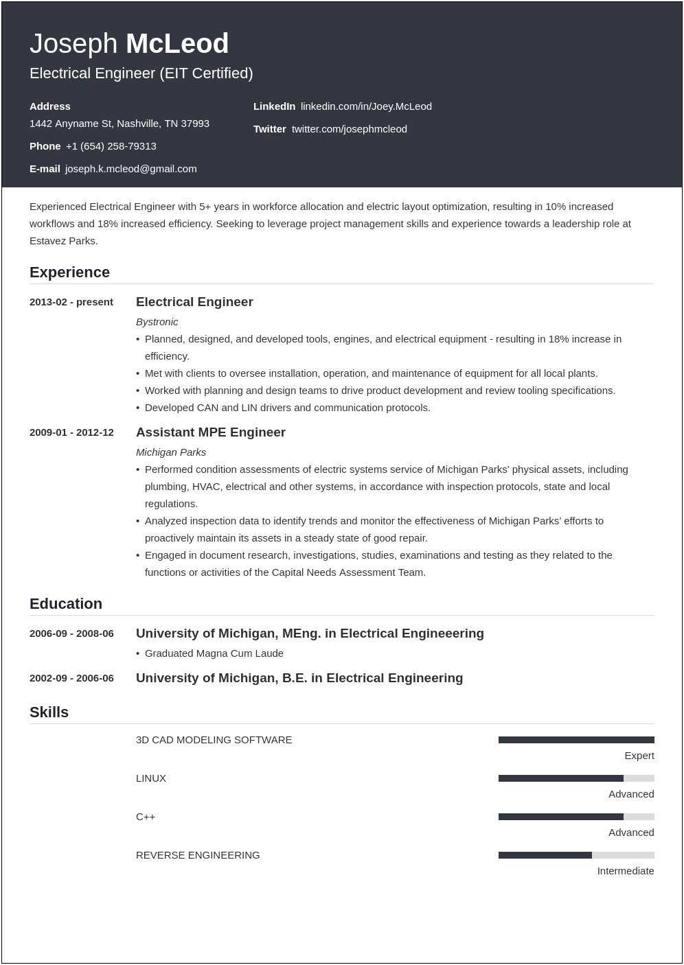 Sample Resume For Assistant Professor In Electronics Engineering