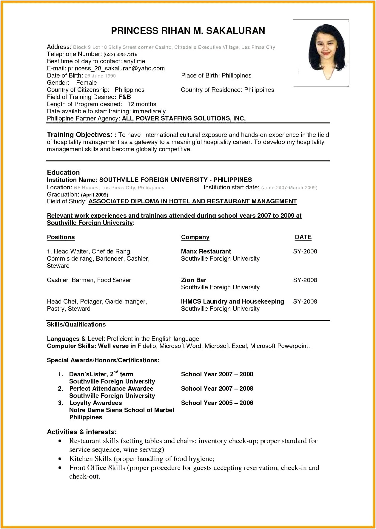 Sample Resume For B.sc Nursing Tutor Fresher