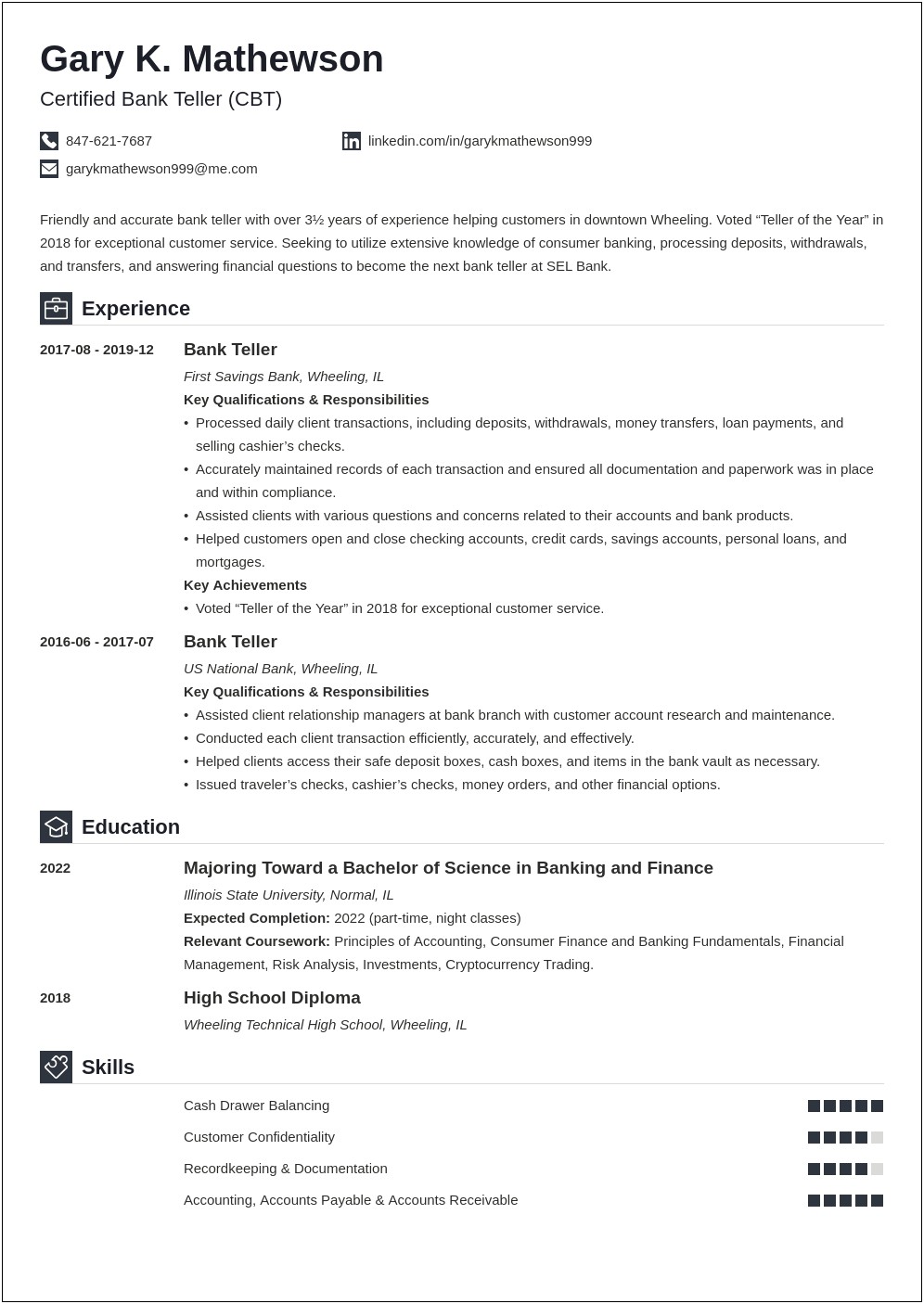 Sample Resume For Banking And Finance Fresh Graduate