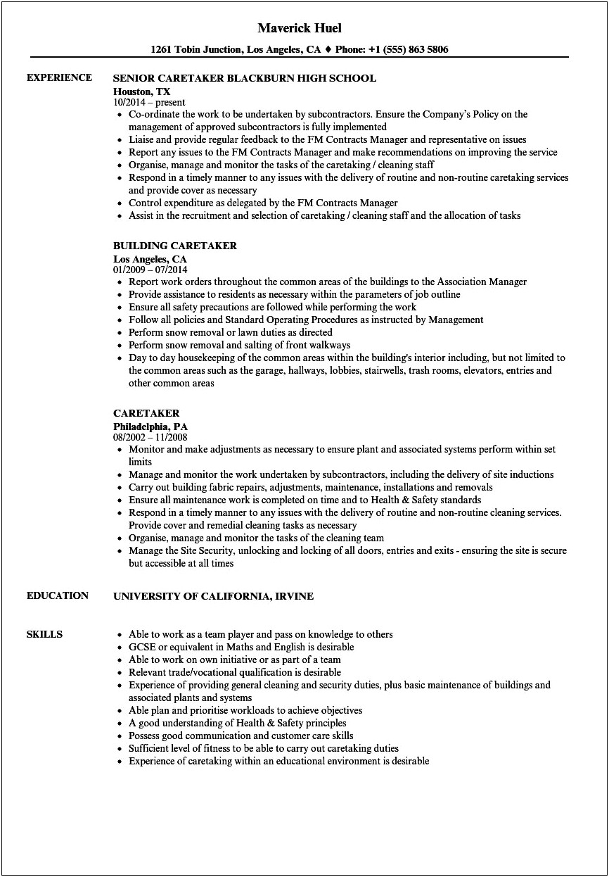 Sample Resume For Caregiver Without Experience