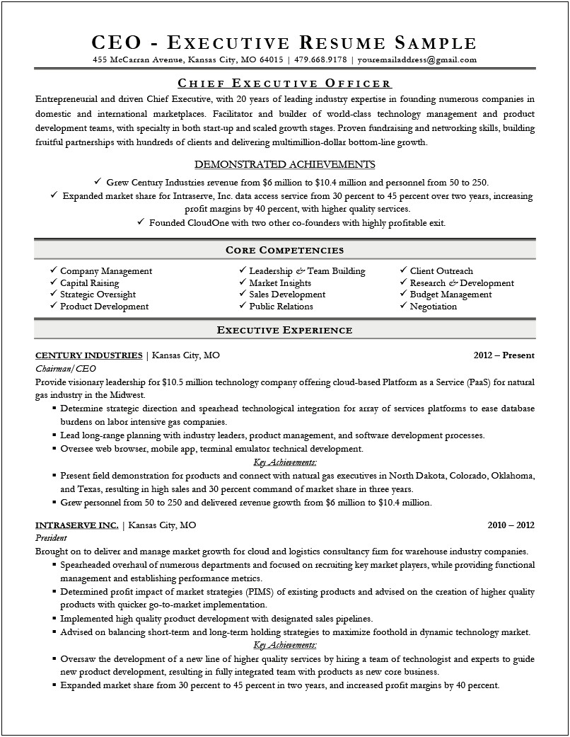 Sample Resume For Chamber Of Commerce