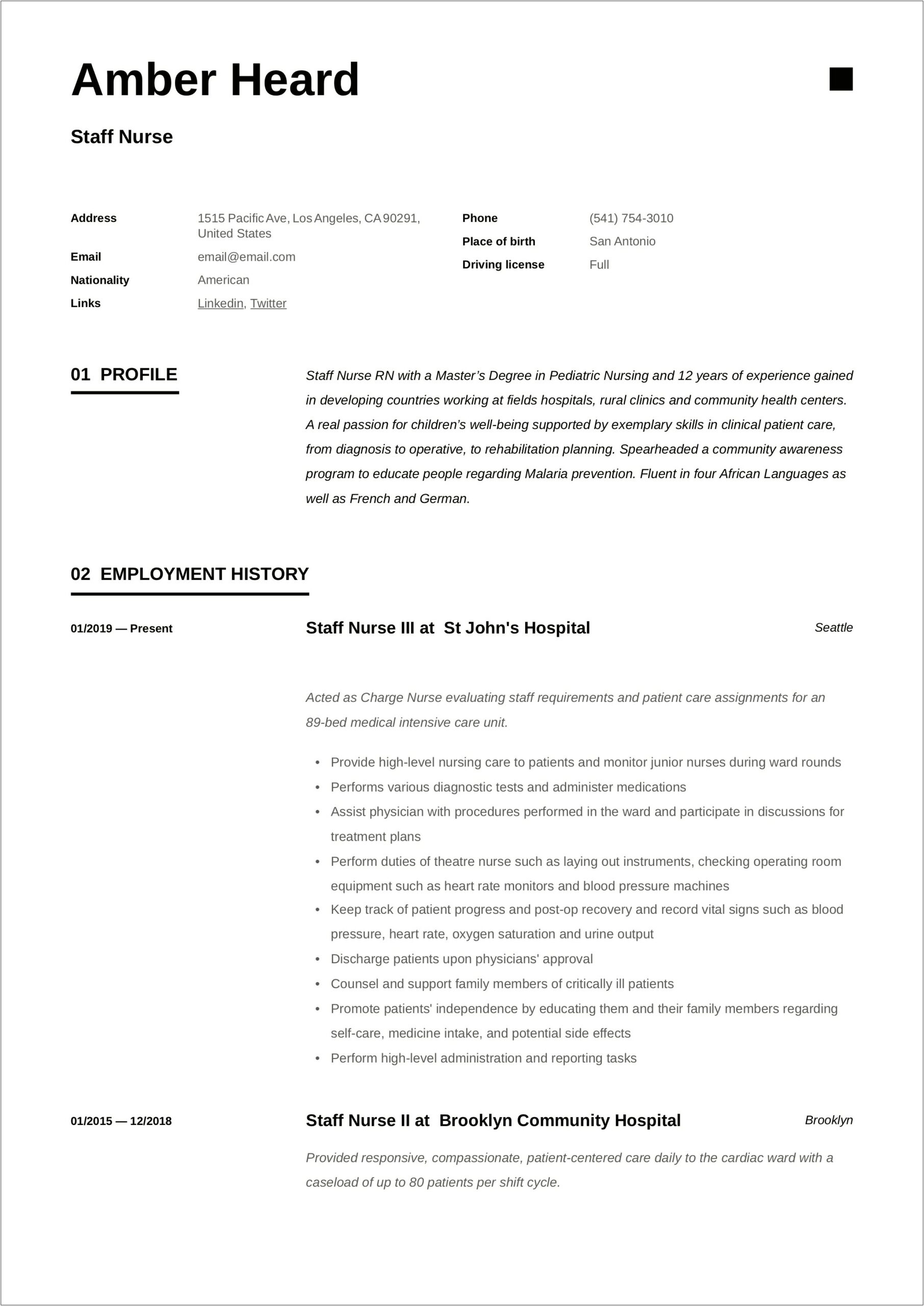 Sample Resume For Clinical Research Nurse