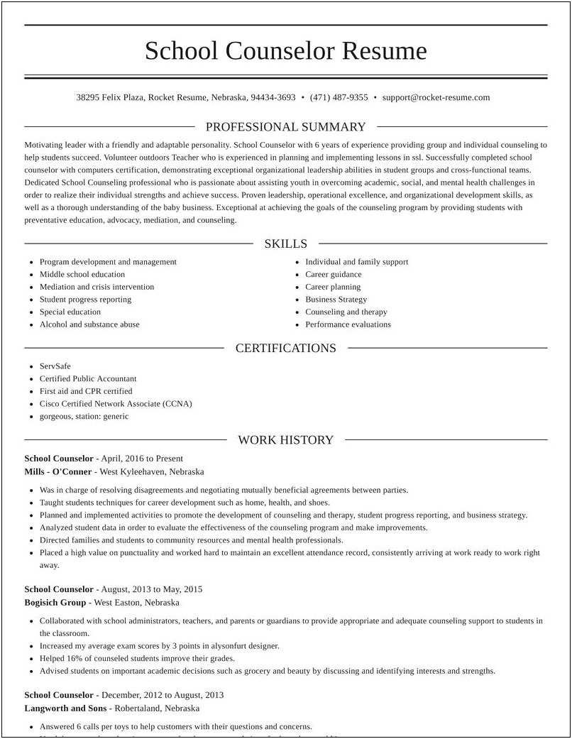 Sample Resume For Counseling Practicum Students