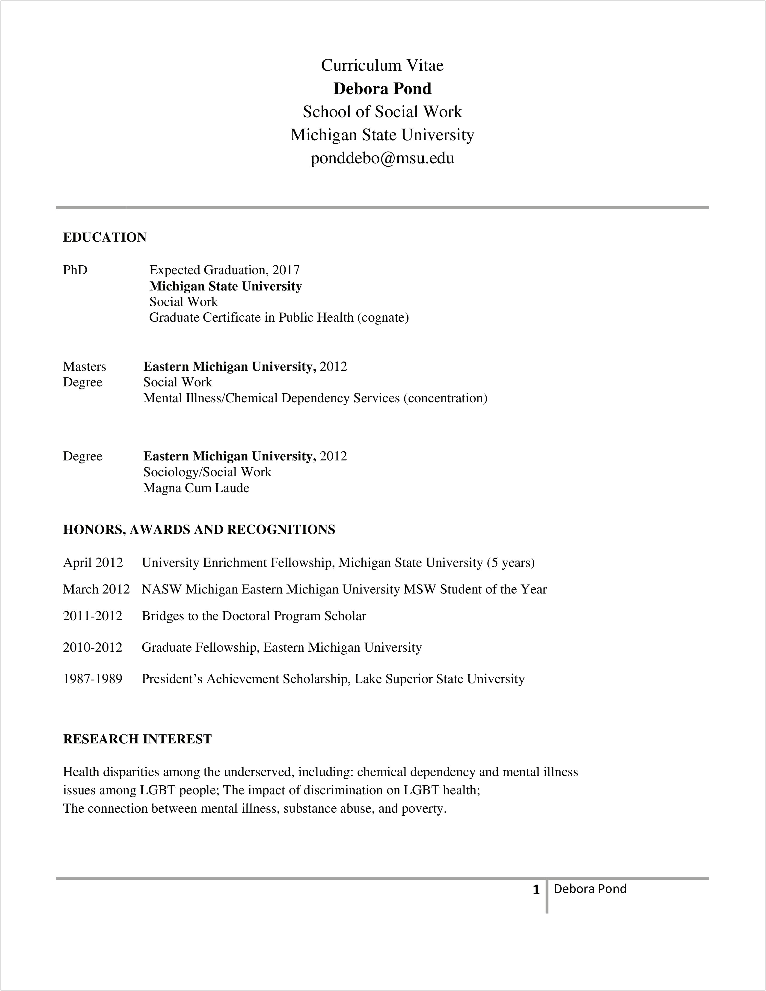 Sample Resume For Csulb Msw Application
