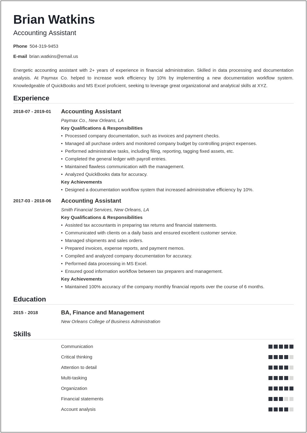 Sample Resume For Deputy Manager Accounts