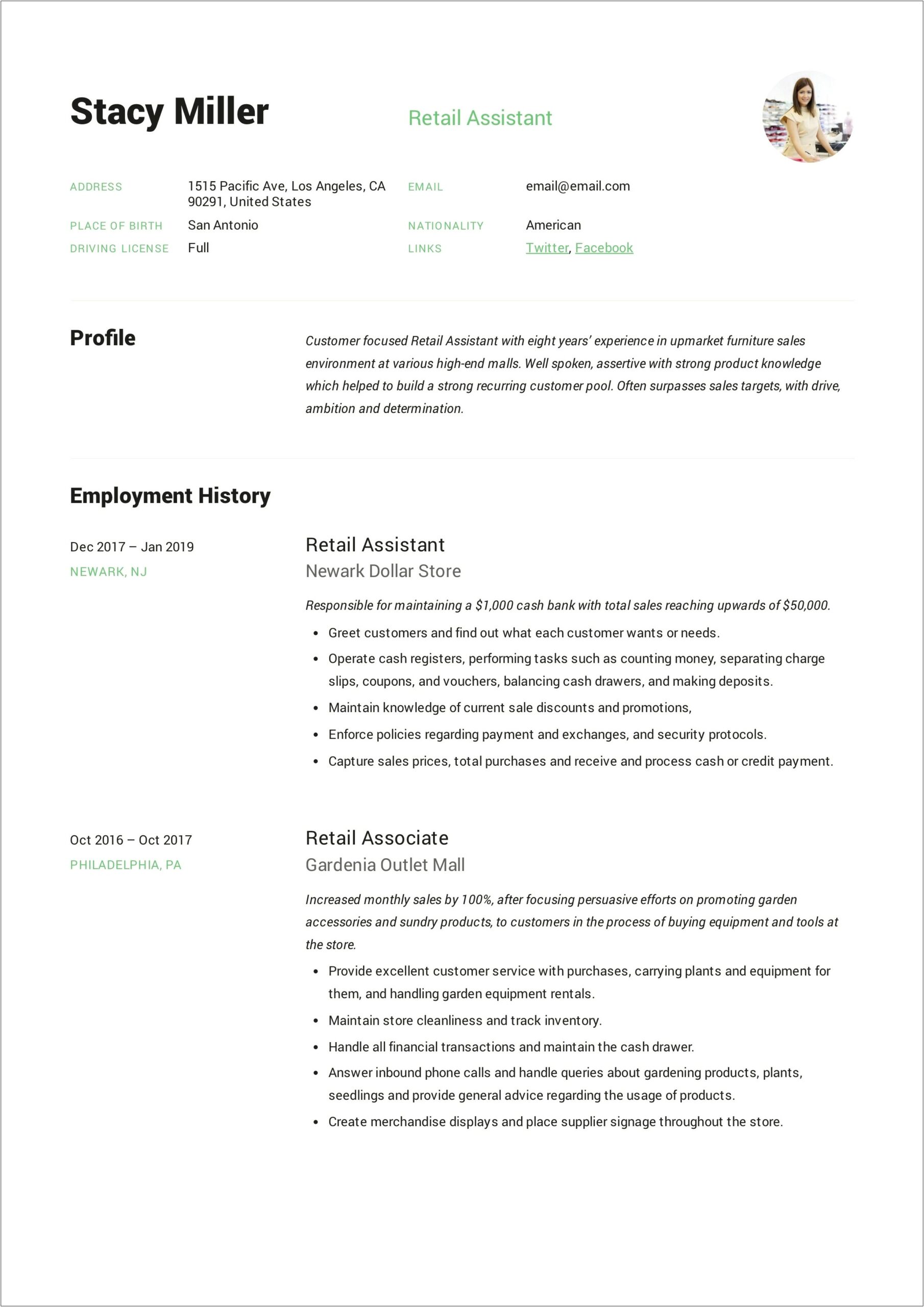 Sample Resume For Direct Store Delivery Associate