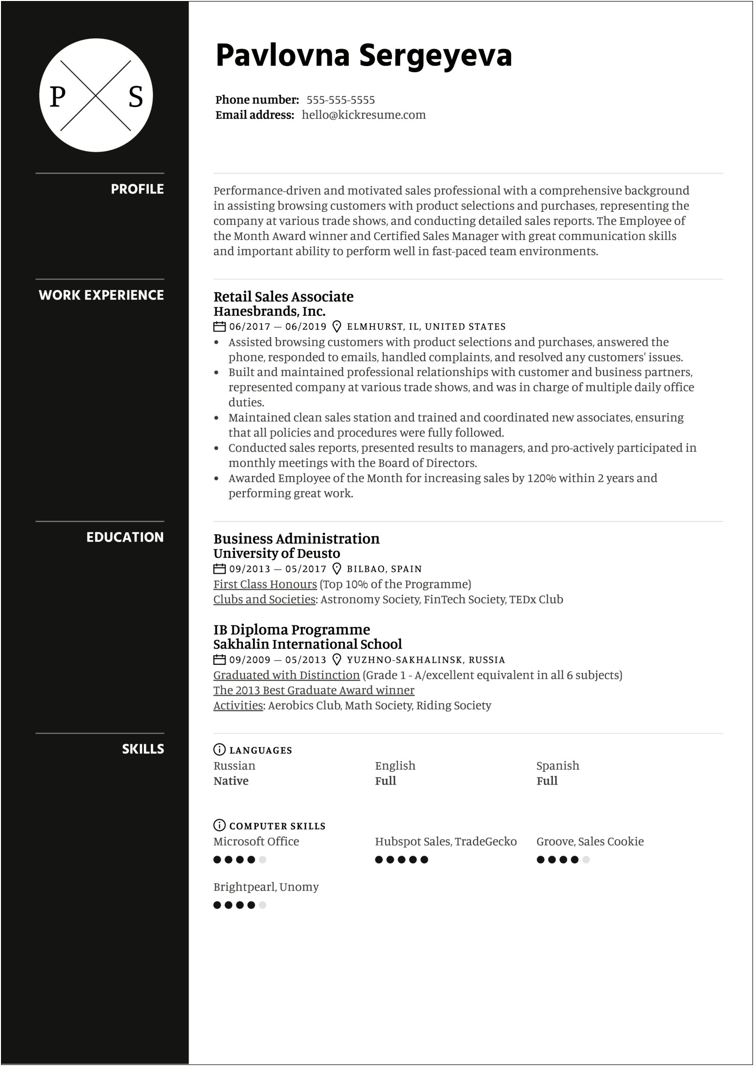 Sample Resume For Electronics Sales Associate