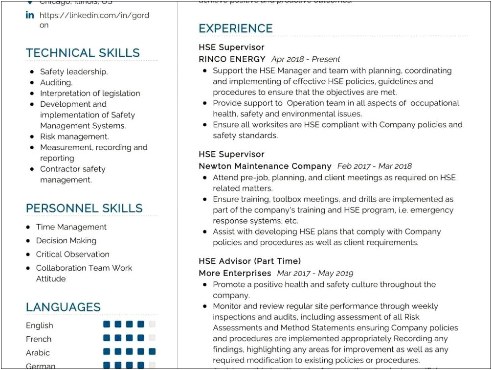 Sample Resume For Environmental Health And Safety Manager