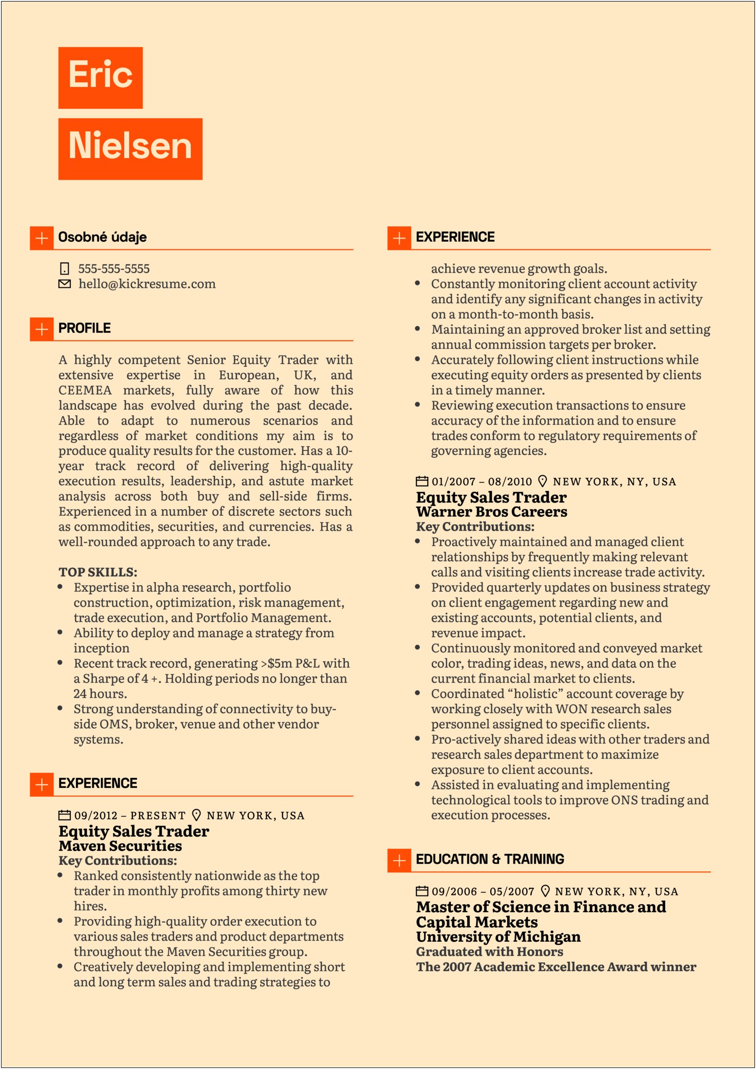 Sample Resume For Equity Dealer India