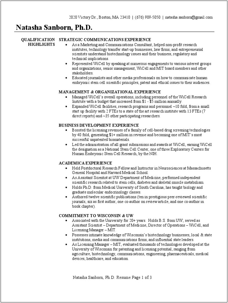 Sample Resume For Experienced Business Development Executive