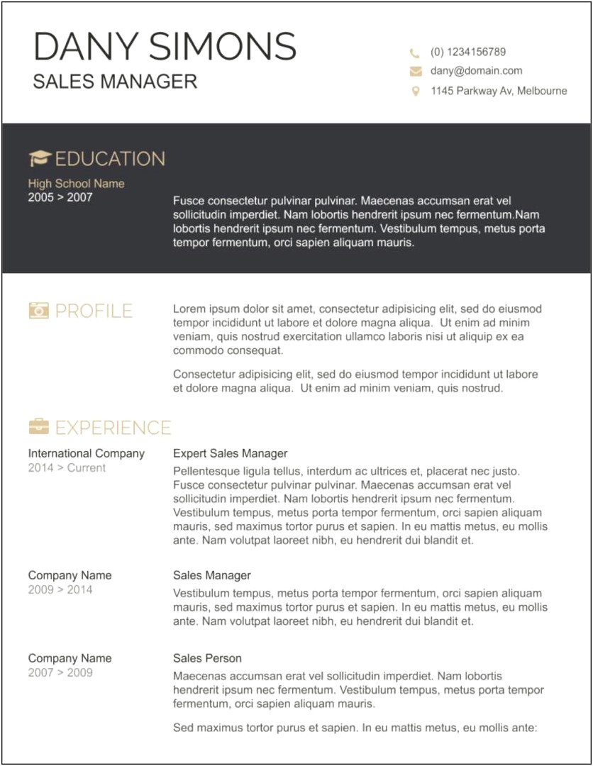 Sample Resume For Experienced Free Download