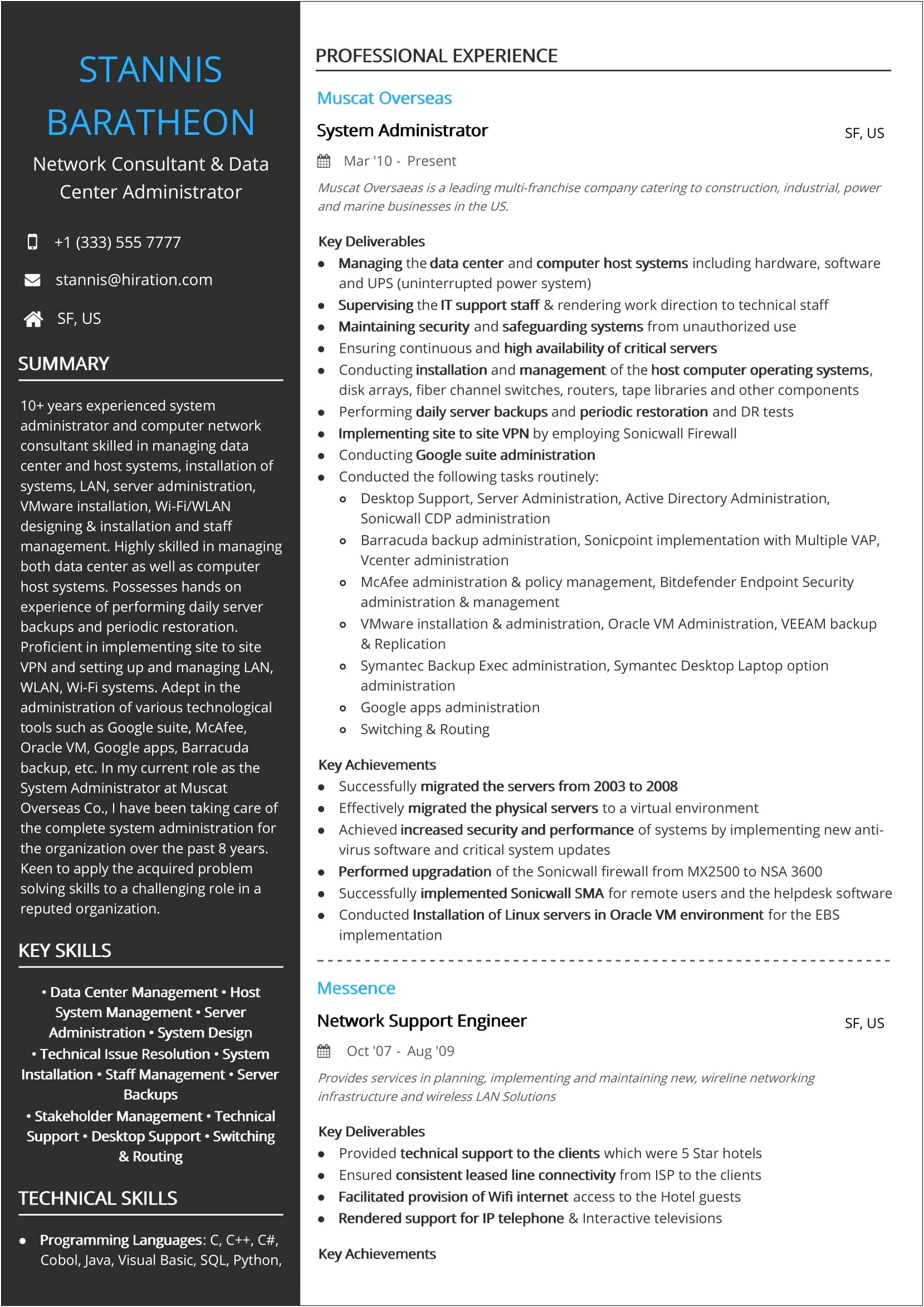 Sample Resume For Experienced Technical Support Engineer