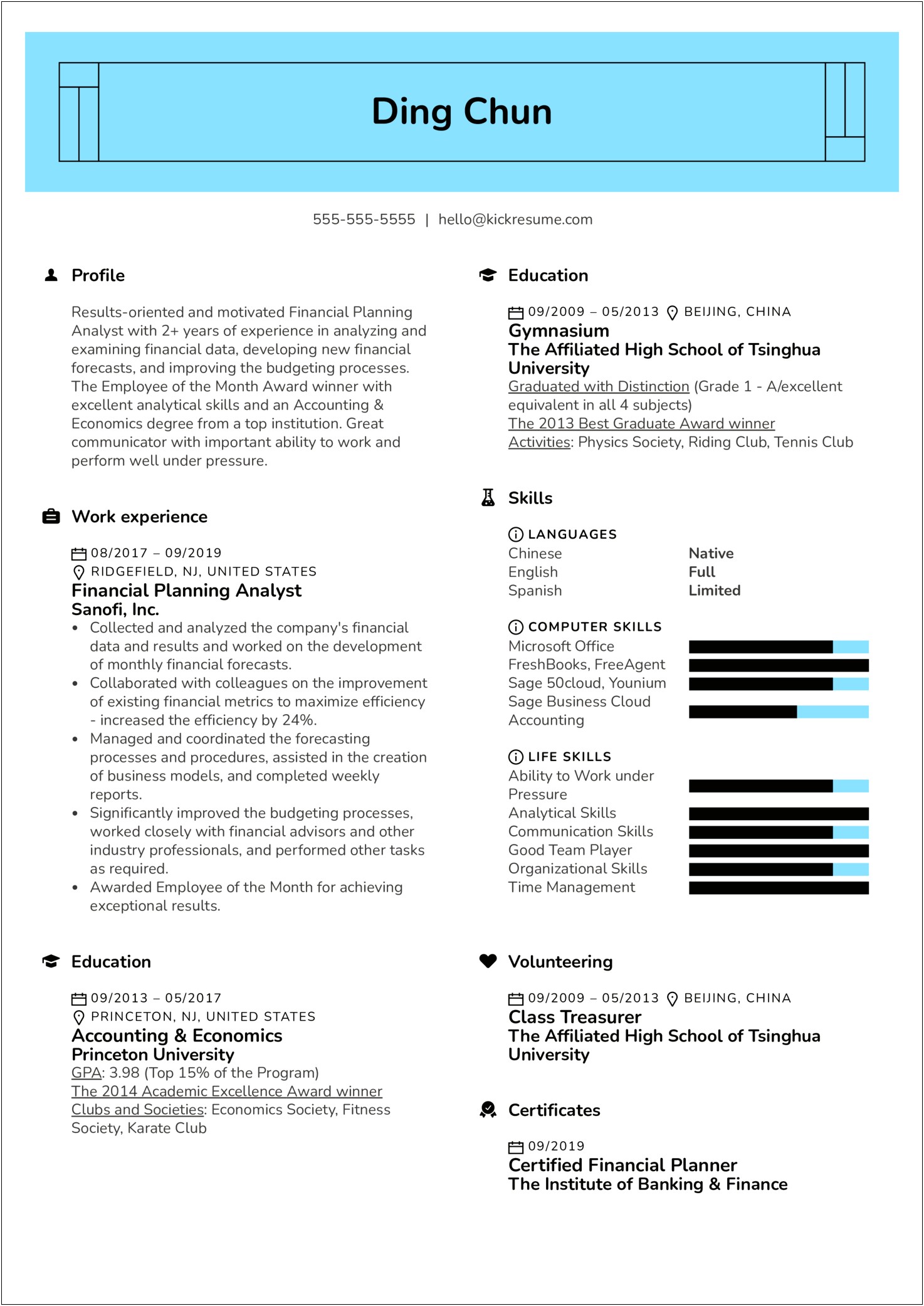 Sample Resume For Financial Planning And Analysis