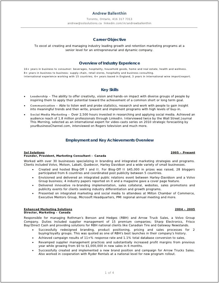Sample Resume For Health And Wellness Consultant
