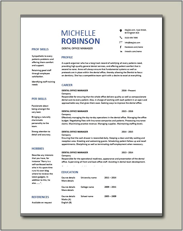 Sample Resume For Health Clinic Manager