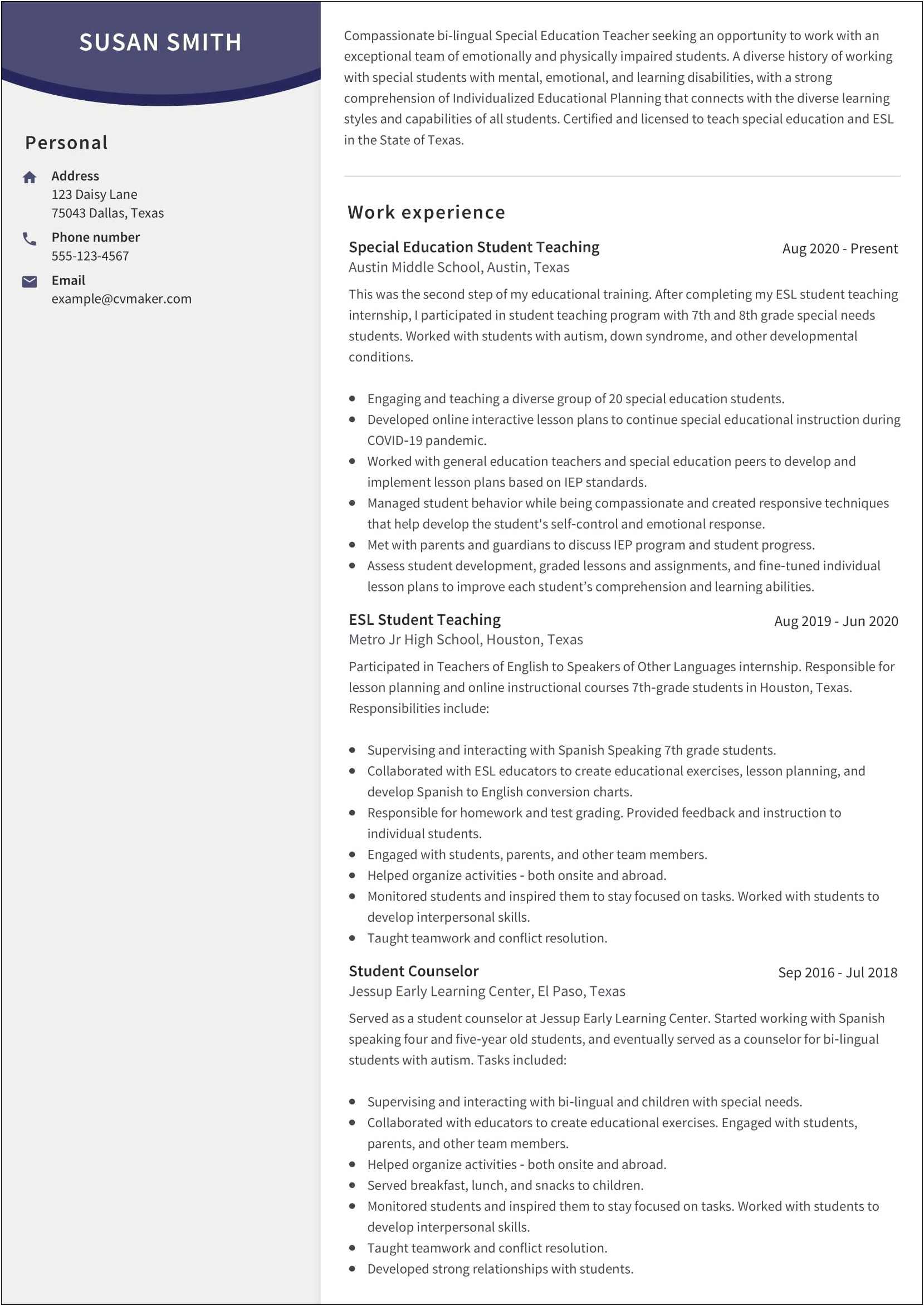 Sample Resume For High School Guidance Counselor