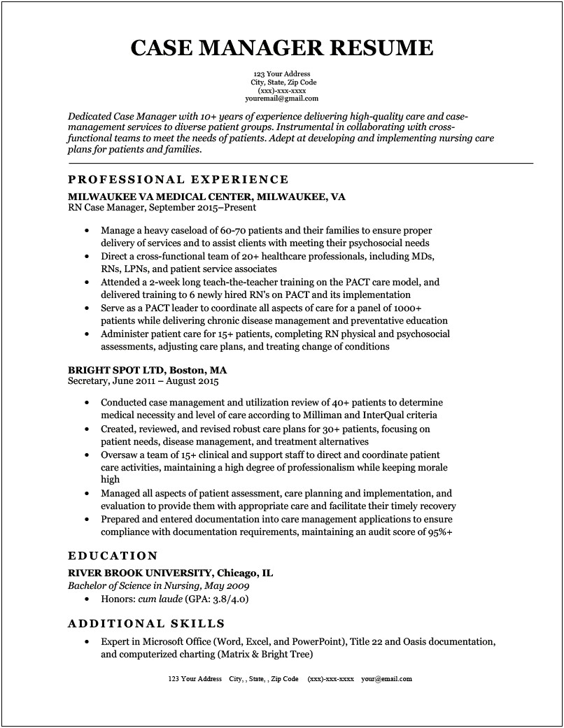 Sample Resume For Home Health Care Administrator