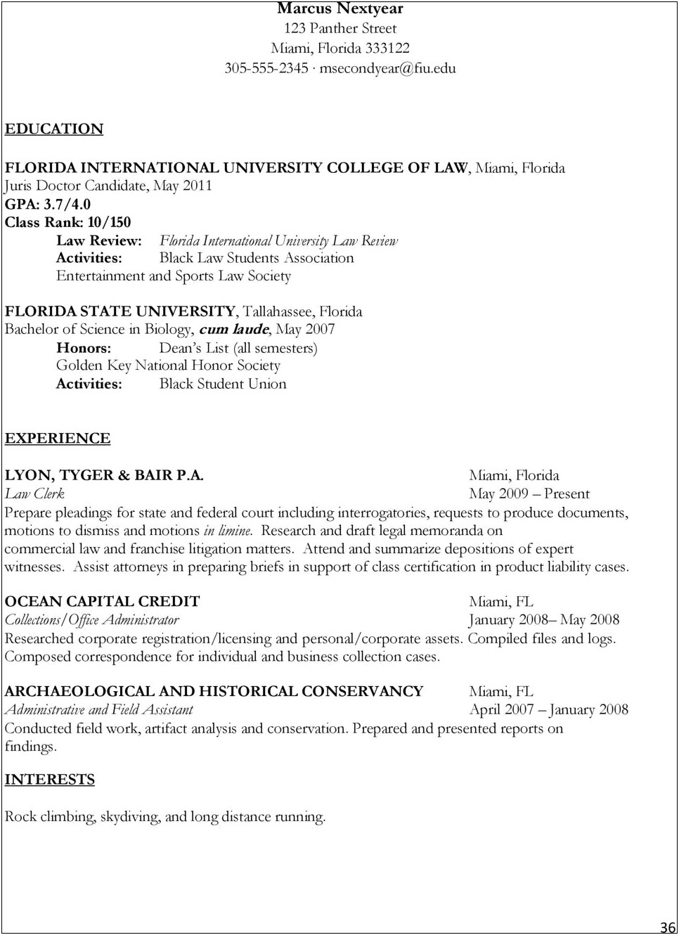 Sample Resume For Law Clerk Interrogatories