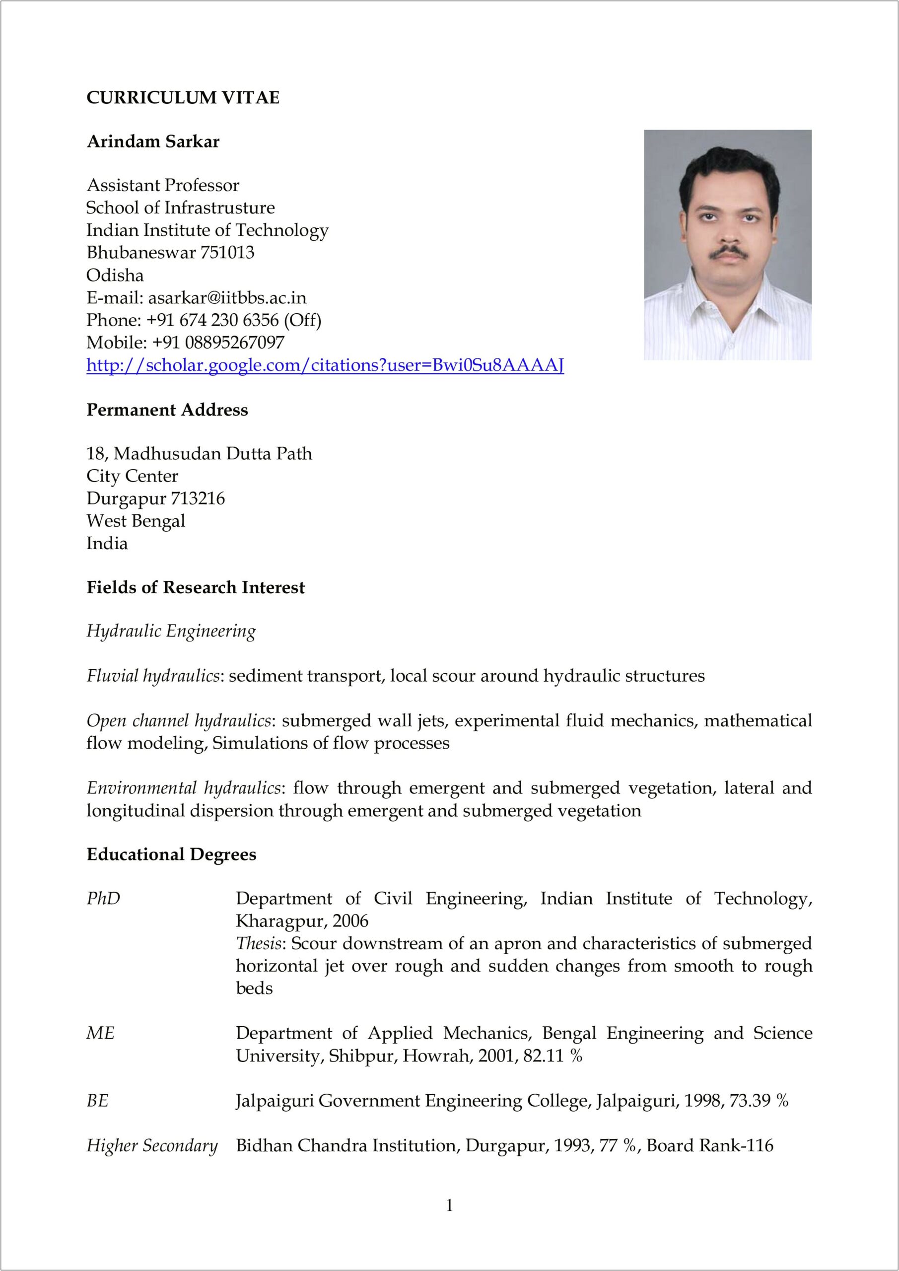Sample Resume For Lecturer Post In Engineering College