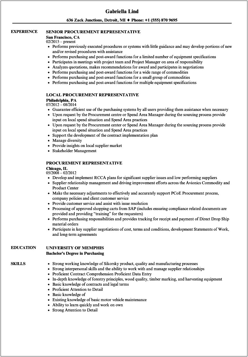 Sample Resume For Licensing Specialist For Procurement