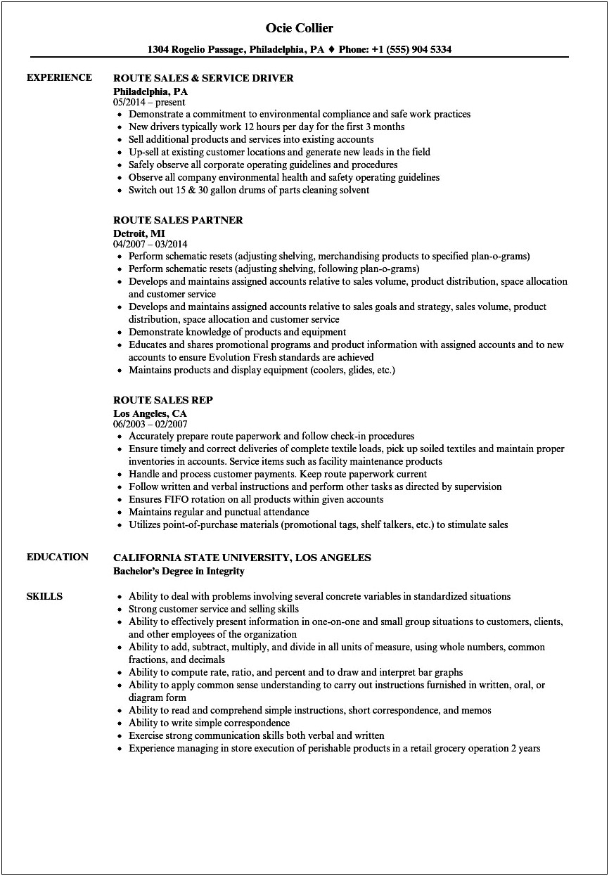 Sample Resume For Liquor Sales Representative
