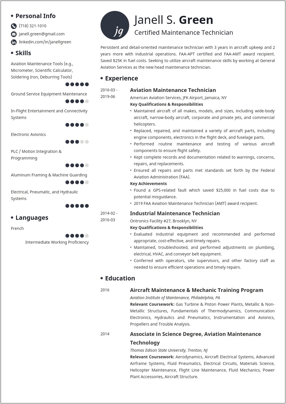 Sample Resume For Machine Maintenance Technician