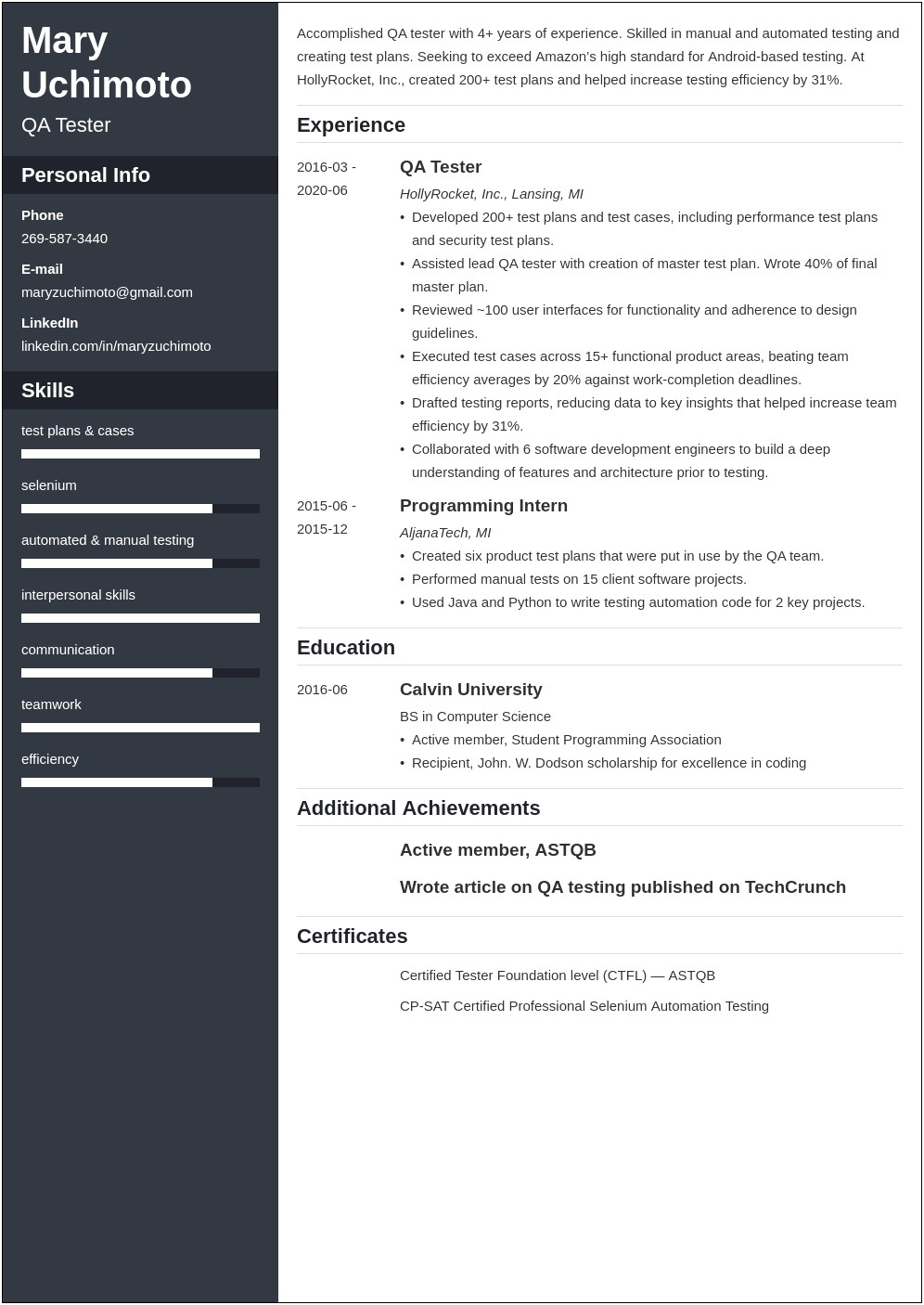 Sample Resume For Manual Testing Banking Domain