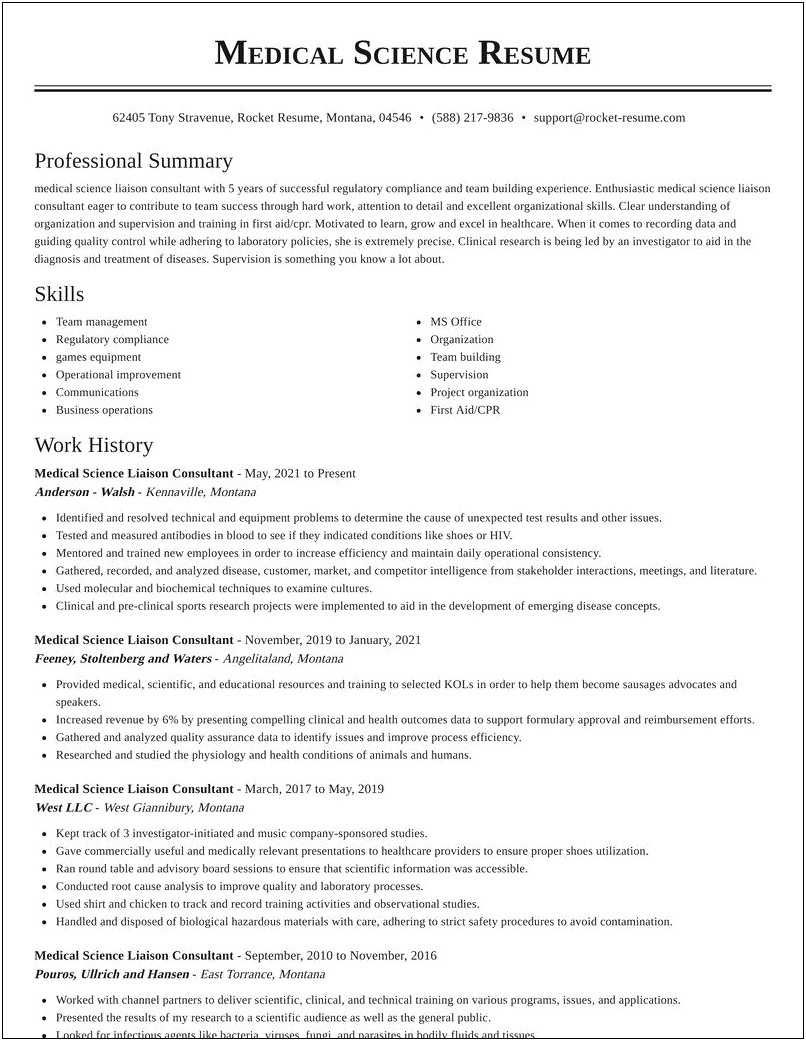 Sample Resume For Medical Science Liaison