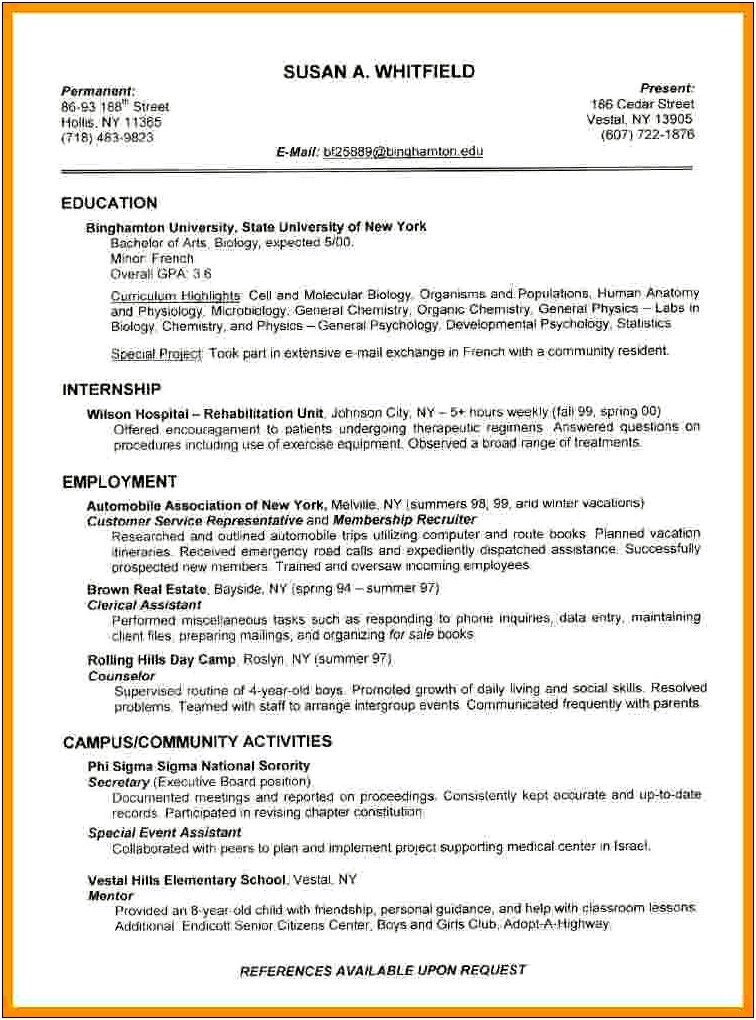 Sample Resume For Medical Student Getting Into Residency