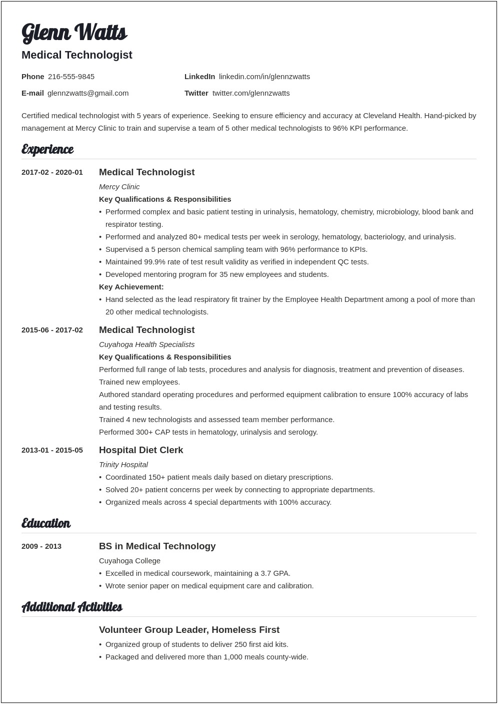 Sample Resume For Medical Technologist In The Philippines