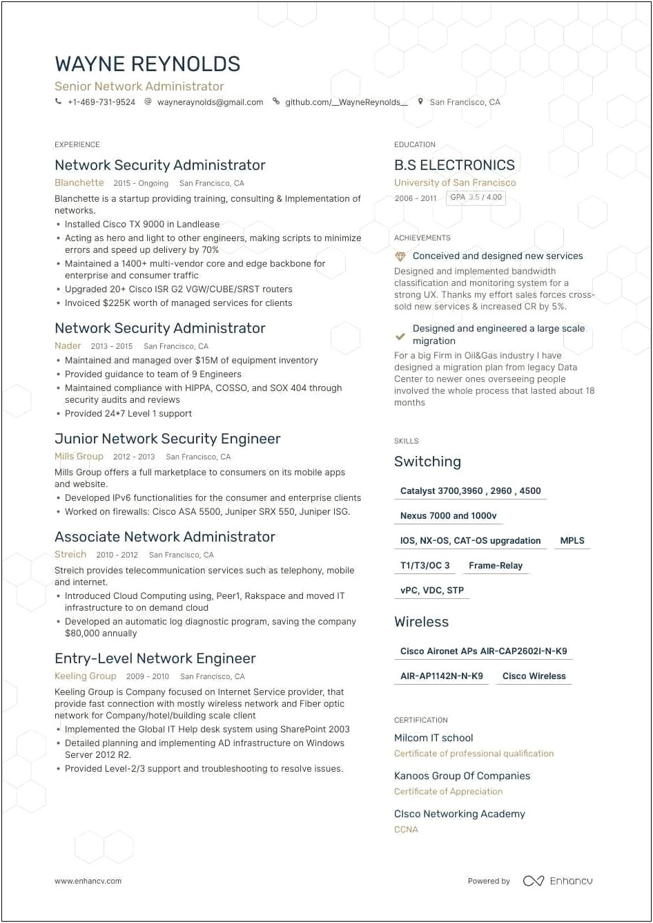 Sample Resume For Network Administrator Fresher