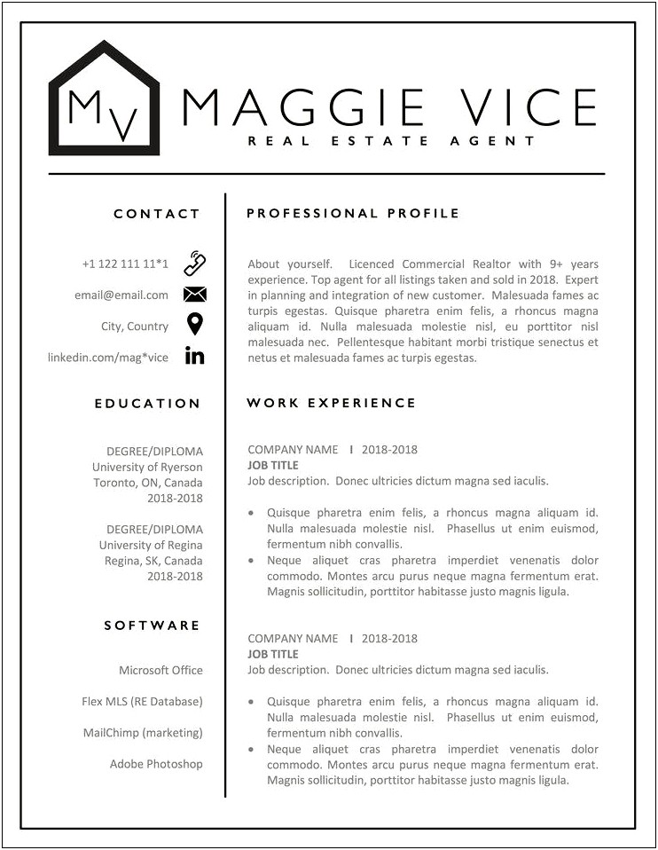 Sample Resume For New Real Estate Agent