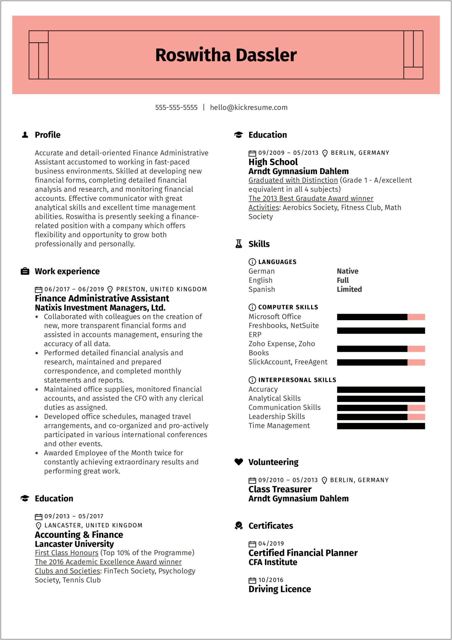 Sample Resume For Office Administration Job